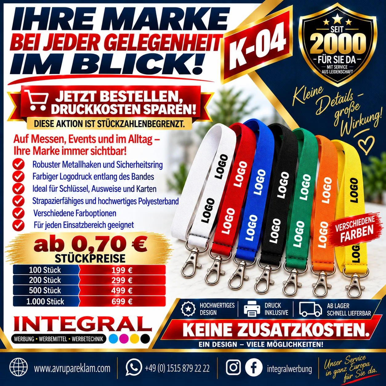 K-04 Schlüsselbänder mit Logodruck