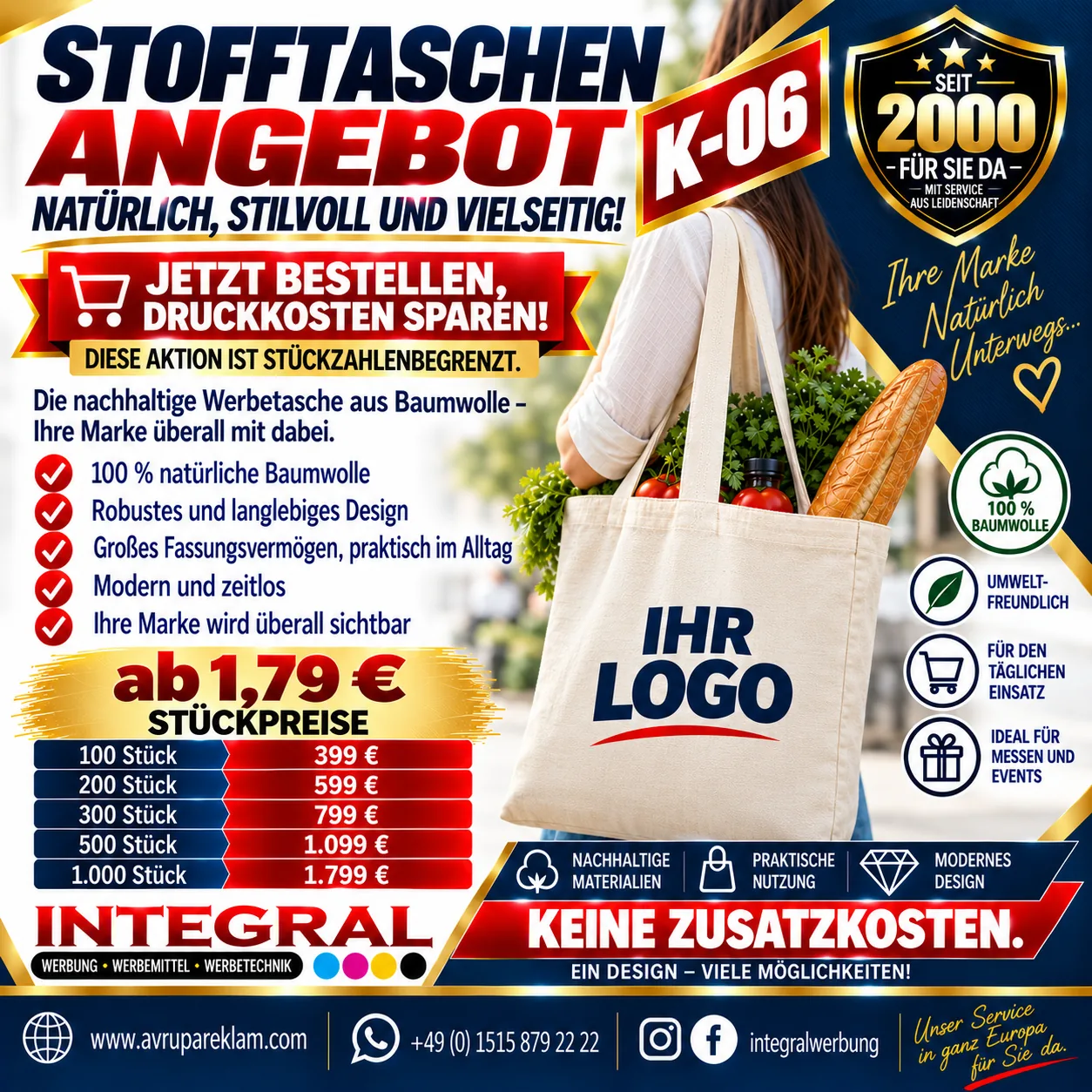 K-06 Stofftaschen aus 100 % Baumwolle