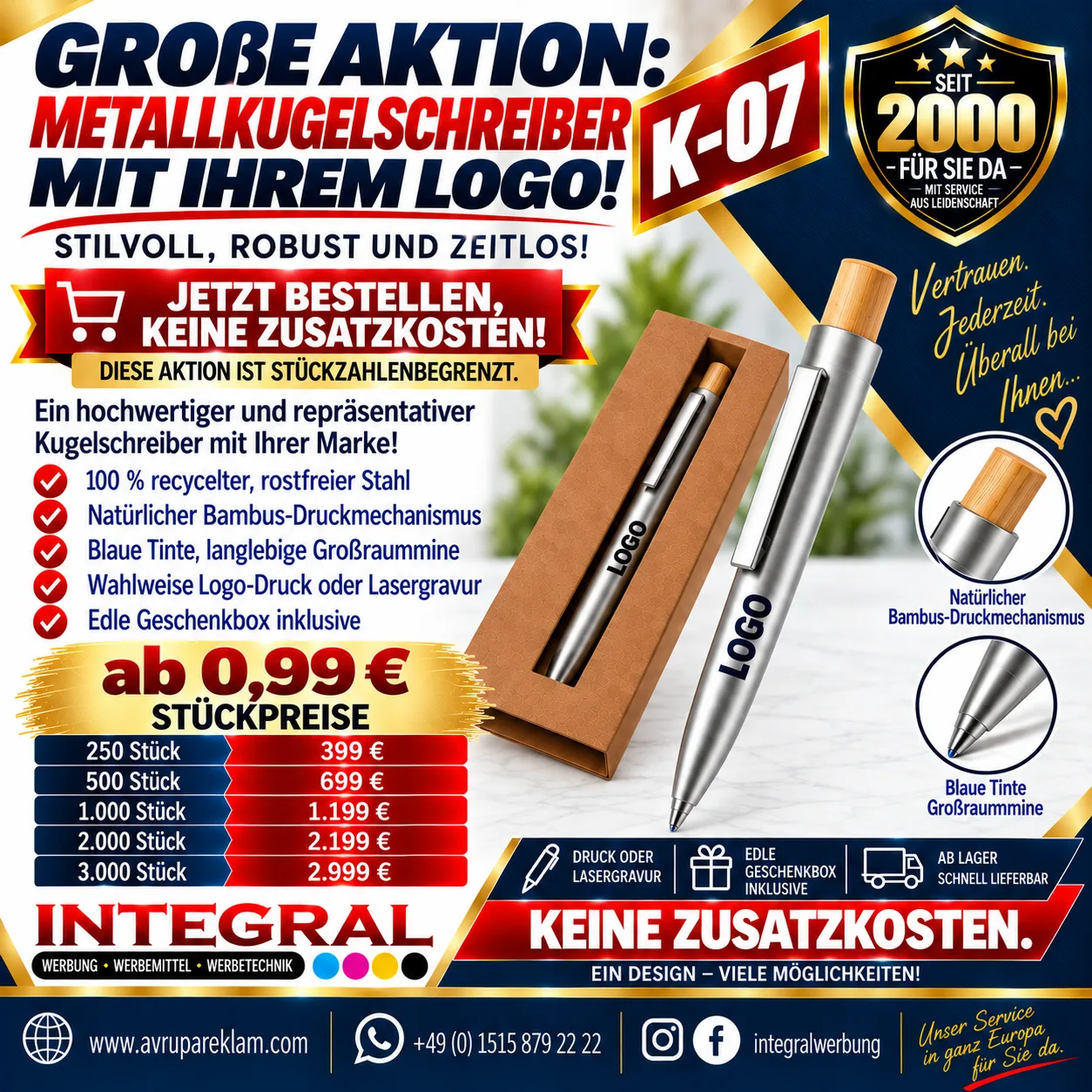 K-07 Metallkugelschreiber mit Ihrem Logo