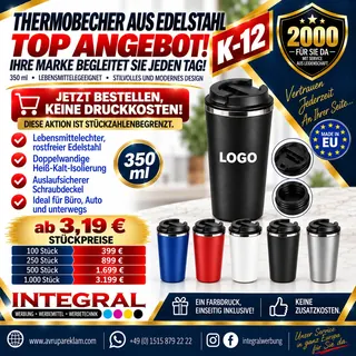 Thermobecher aus Edelstahl