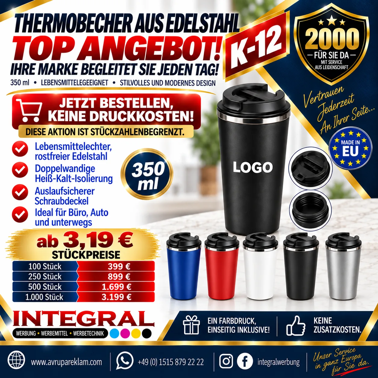 K-12 Thermobecher aus Edelstahl 350 ml