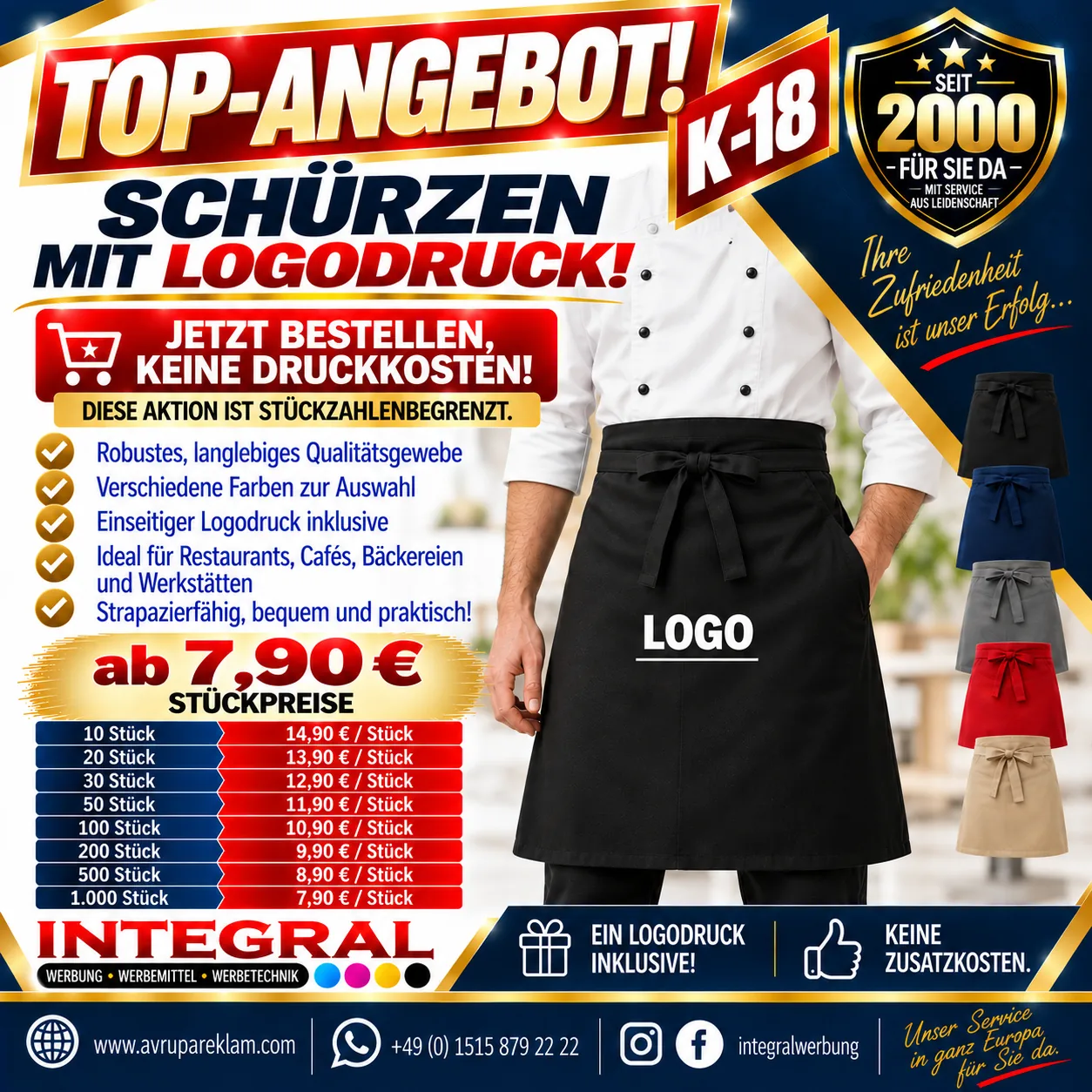 K-18 Schürzen mit Logodruck