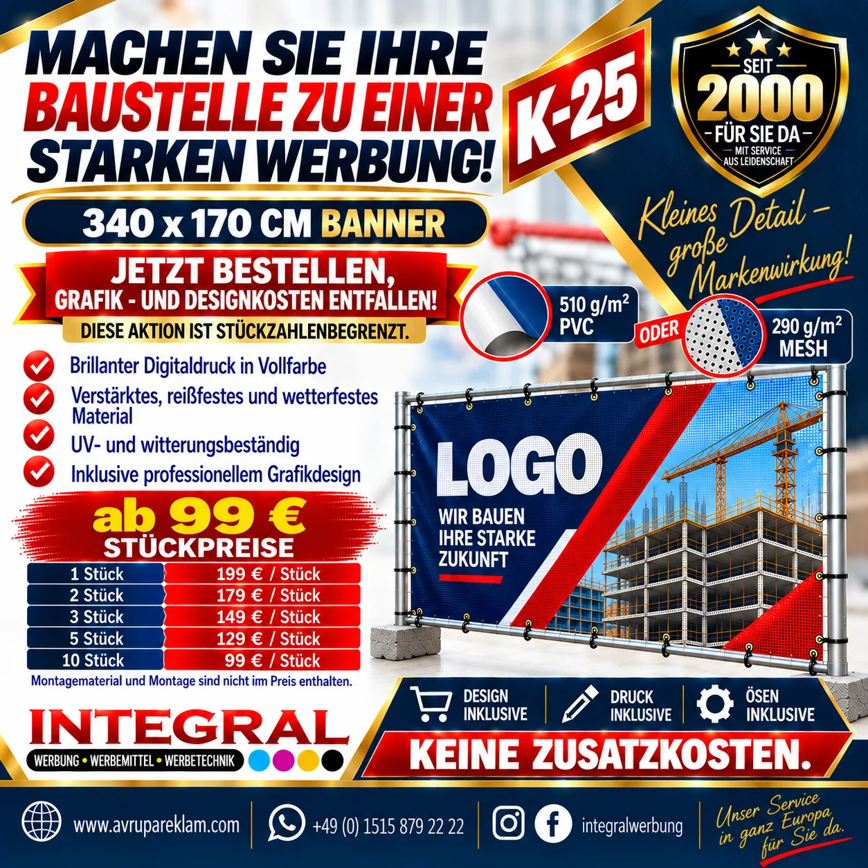 K-25 Baustellenbanner 340 × 170 cm